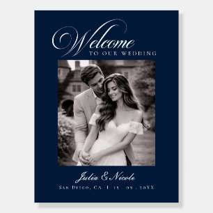 Classic Navy Blue Ivory Wedding Photo Welcome Foam Board