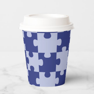 Classic Navy Blue Jigsaw Puzzle Tile Seamless Paper Cups