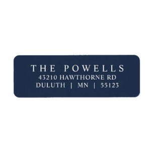 Classic Navy Blue Minimalist Return Address Label