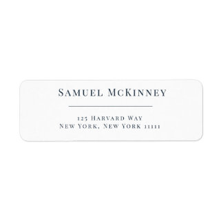 Classic Navy Blue Minimalist Return Address Label