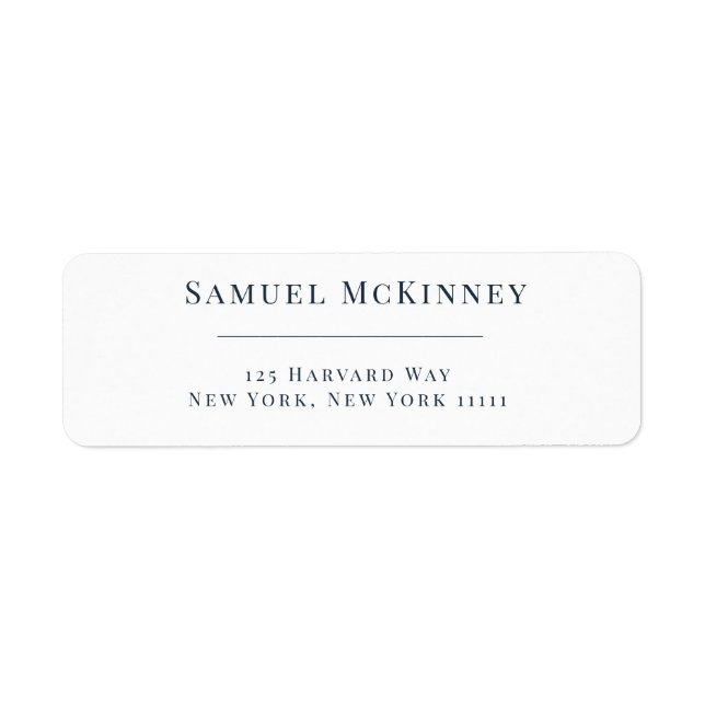 Classic Navy Blue Minimalist Return Address Label (Front)
