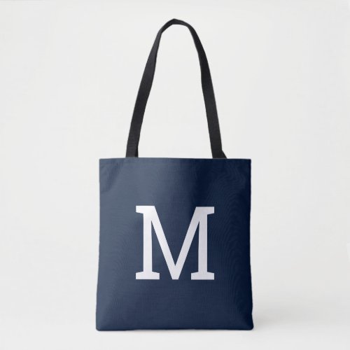 Classic Navy Blue Monogram Initial Tote Bag