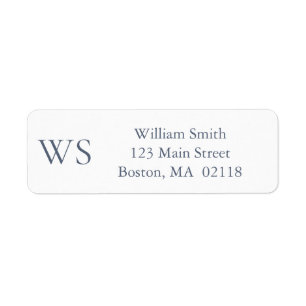 Classic Navy Blue Monogram Return Address Label