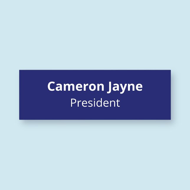Classic Navy Blue Name Tag Magnetic Professional  (MISOOK Classic Rectangle Navy Blue Name Tag)