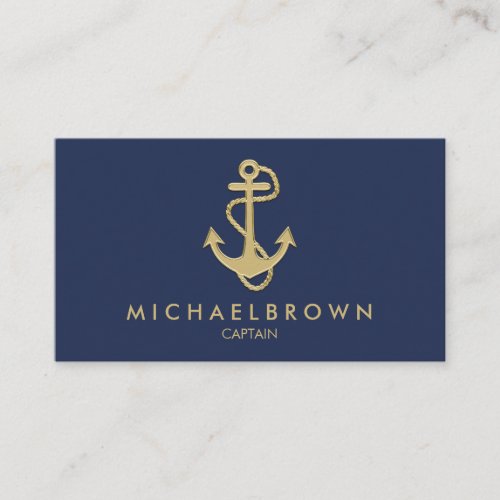 Classic Navy Blue Nautical Anchor Business Card