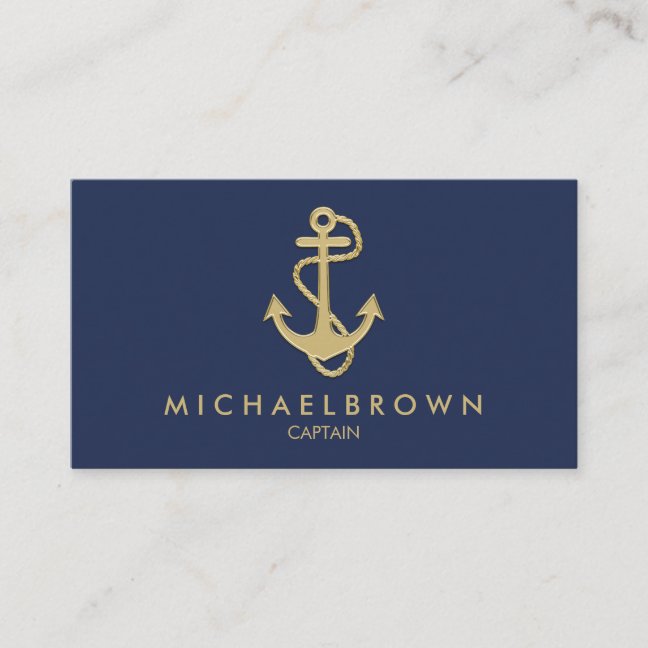Classic Navy Blue Nautical Anchor Business Card