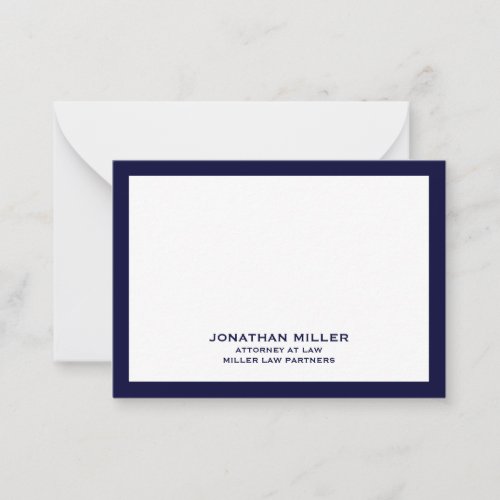 Classic Navy Blue Note Card Attorneys Law Firms