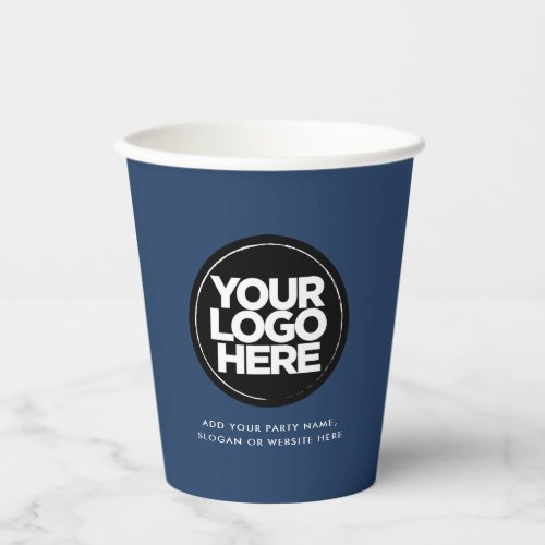 Classic Navy Blue  Personalized Logo and Text Paper Cups