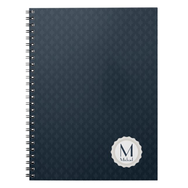 Classic Navy Blue Personalized Monogram Notebook (Front)