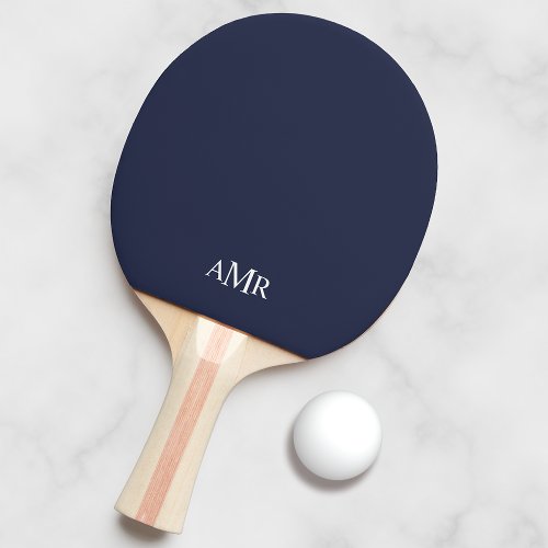 Classic Navy Blue Personalized Monogram Ping Pong Paddle