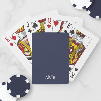Classic Navy Blue Personalized Monogram Playing Cards by manadesignco at Zazzle