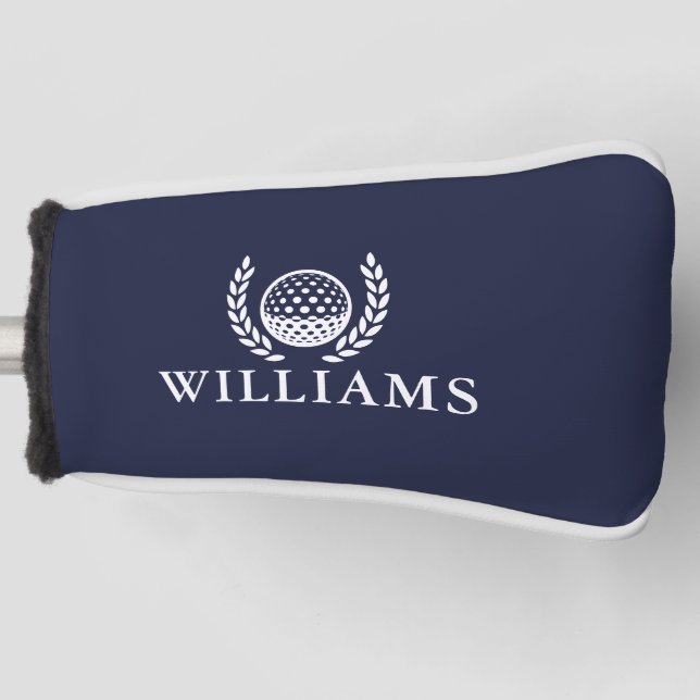 Classic Navy Blue Personalized Name Monogram Golf Head Cover (Front)