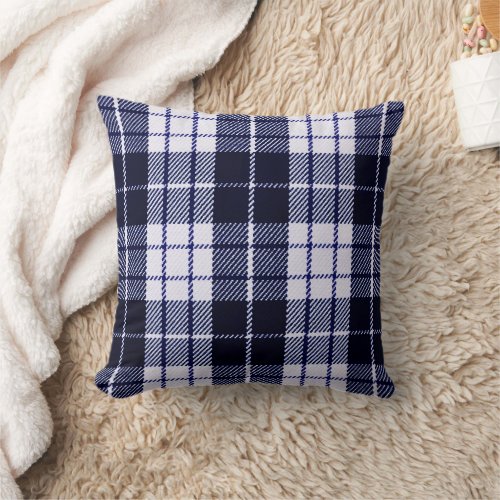 Classic Navy Blue Plaid Decor Pillow