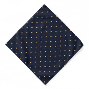 Classic Navy Blue Polka Dot Gold Elegant Bandana