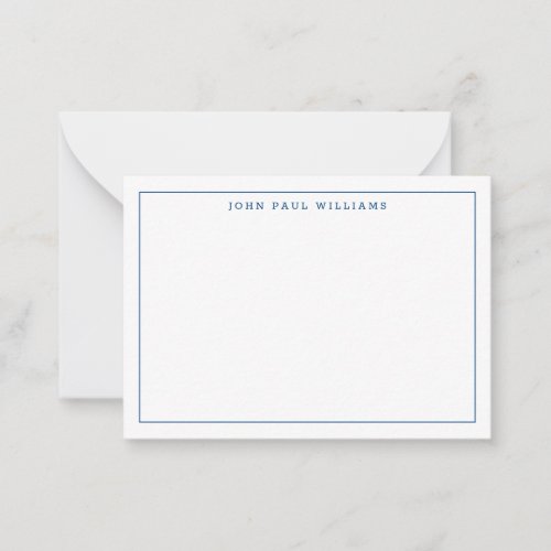 Classic Navy Blue Professional Simple Thin Border Note Card