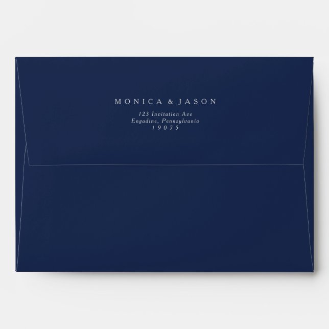 Classic Navy Blue Silver Wedding Invitation Envelope (Back (Top Flap))