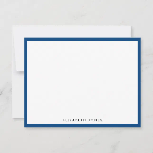 Classic Navy Blue Simple Modern Chic Minimalist Note Card | Zazzle