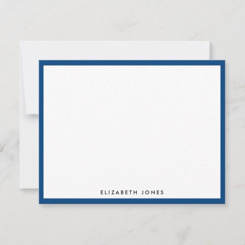 Classic Navy Blue Simple Modern Chic Minimalist Note Card