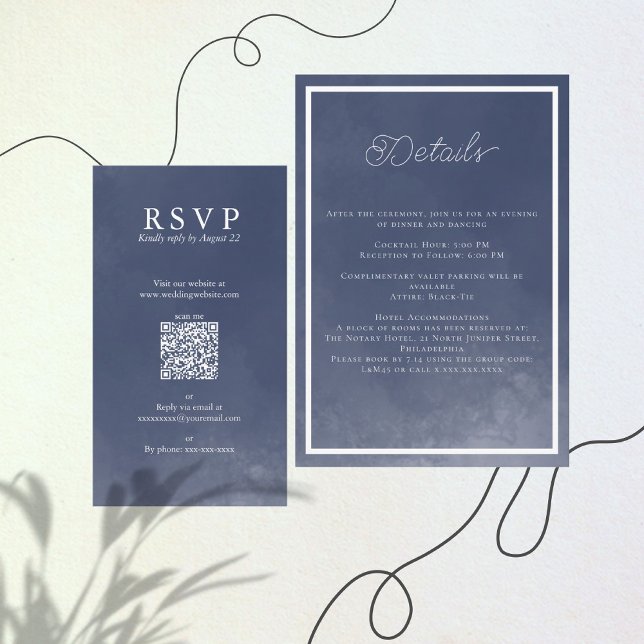Classic Navy Blue Smoke Wedding Detail Enclosure Card (Creator Uploaded)