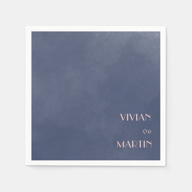 Classic Navy Blue Smoke Wedding Napkins (Front)
