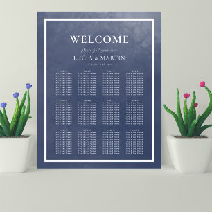 Classic Navy Blue Smoke Wedding Seating Chart Foam Board