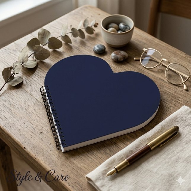 Classic Navy Blue Spiral-Bound Heart Shaped Notebook (Classic Navy Blue Spiral-Bound Heart Shaped Notebook)