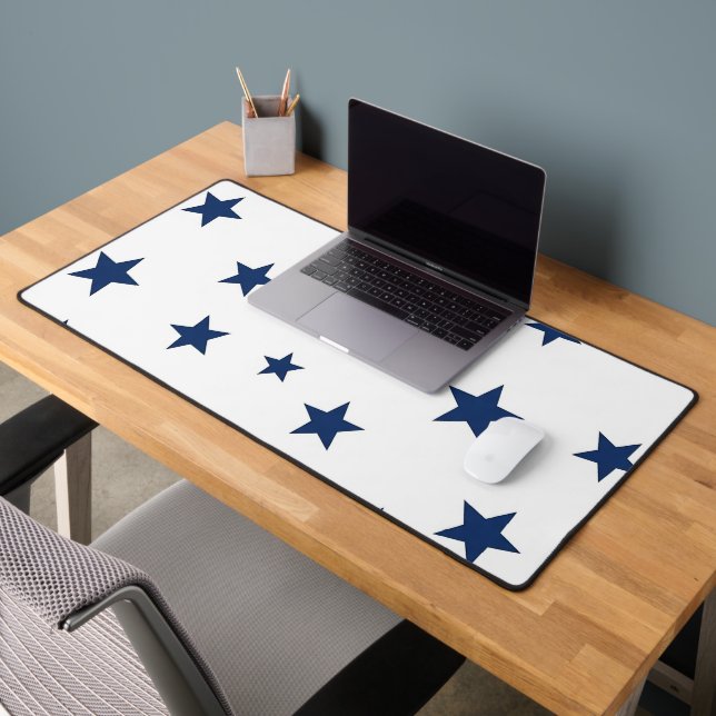 Classic Navy Blue Stars Seamless Pattern Desk Mat (Office 2)