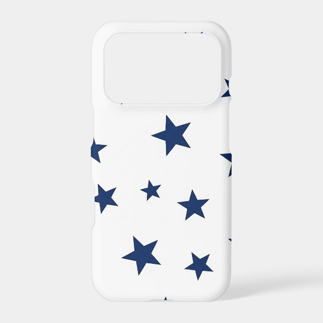 Classic Navy Blue Stars Seamless Pattern iPhone Case (Back)
