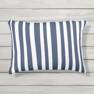 Classic Navy Blue Stripes | Timeless Nautical  Outdoor Pillow