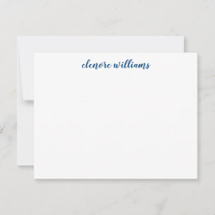 Classic Navy Blue Stylish Modern Elegant Script Note Card