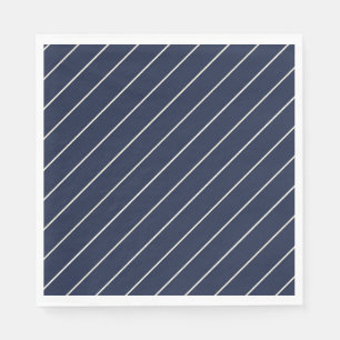 Classic Navy Blue Svelte Ivory Pinstripes Napkins