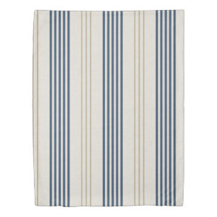 Classic Navy Blue Ticking Stripe Pattern Duvet Cover