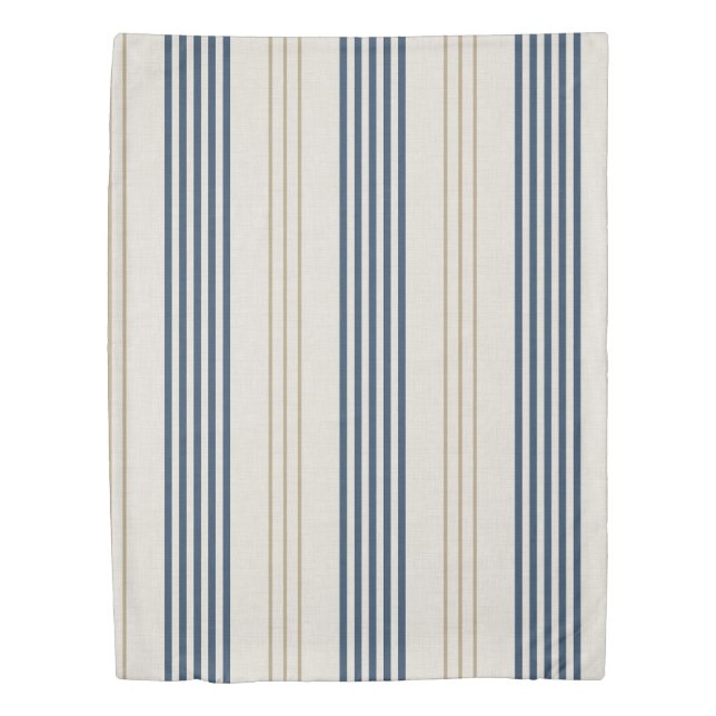 Classic Navy Blue Ticking Stripe Pattern Duvet Cover (Front)