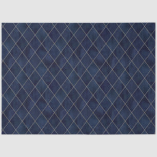 Classic Navy Blue Velvet Argyle Pattern Luxury Tissue Paper