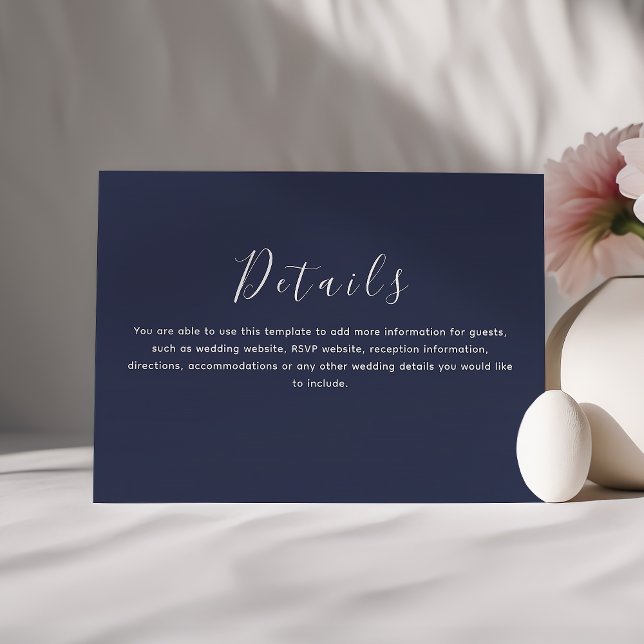 Classic Navy Blue Wedding Details Enclosure Card (Creator Uploaded)