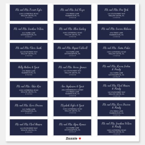 Classic Navy Blue Wedding Guest Address Labels