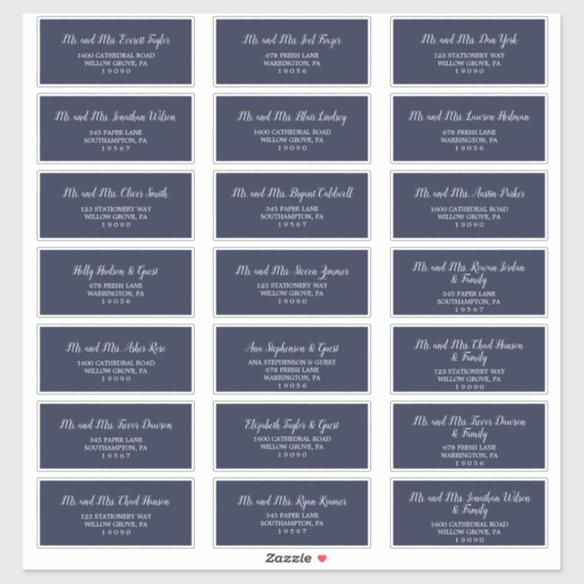 Classic Navy Blue Wedding Guest Address Labels (Sheet)