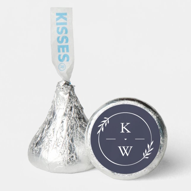 Classic Navy Blue Wedding Monogram Personalized  Hershey®'s Kisses® (Front)