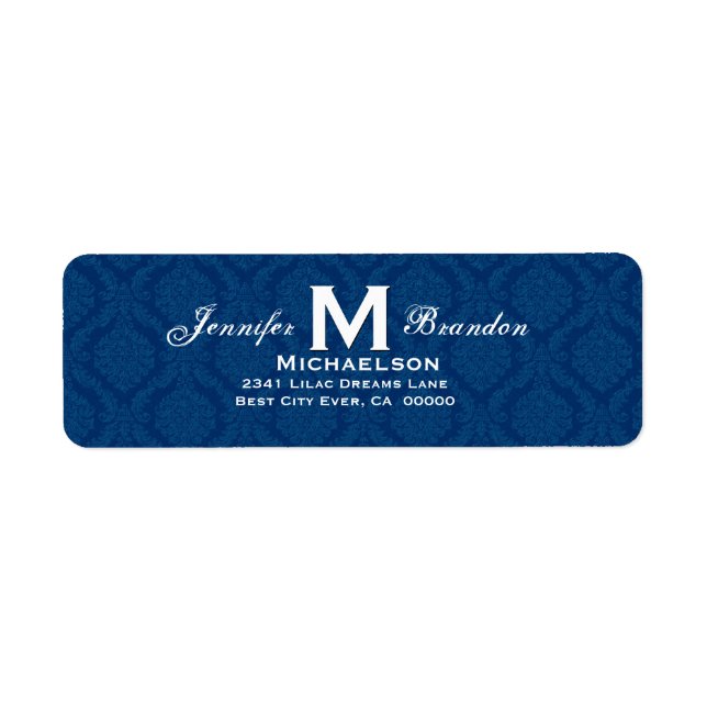 Classic Navy Blue Wedding Monogram Personalized Label (Front)