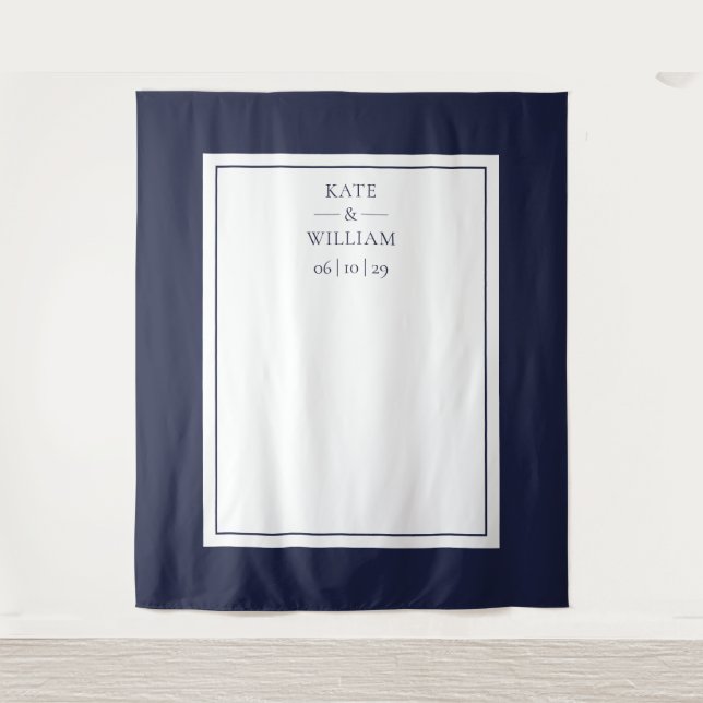 Classic Navy Blue Wedding Photo Booth Backdrop (Front)