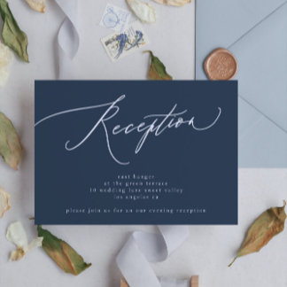 Classic Navy Blue Wedding Reception Invitation