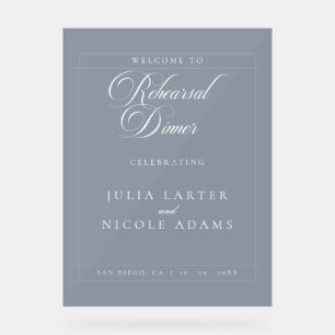 Classic Navy Blue Wedding Rehearsal Dinner Sign