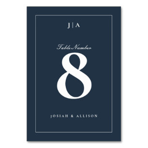 Classic Navy Blue Wedding Table Number