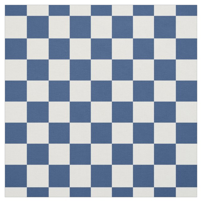 Classic Navy Blue White Checkered Check Squares  Fabric (Swatch)