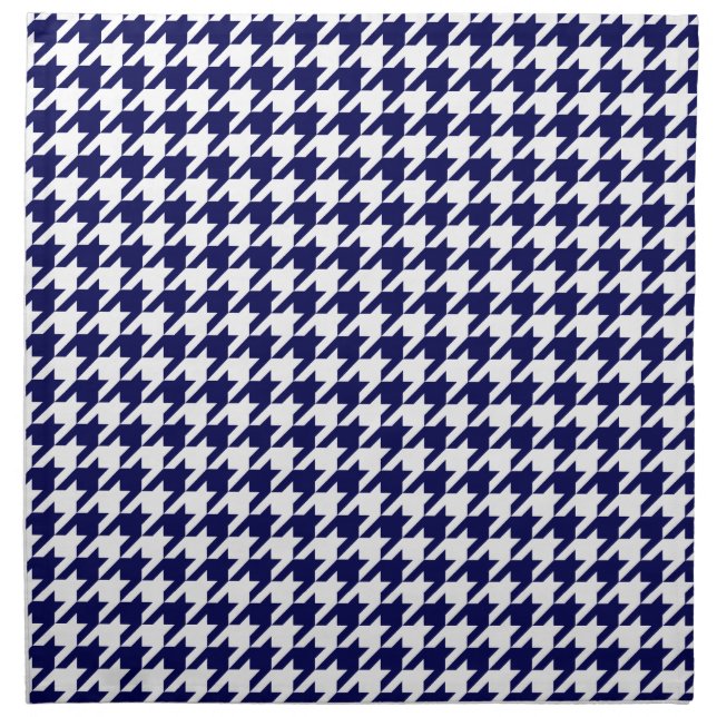 Classic Navy Blue White Houndstooth Napkin (Front)