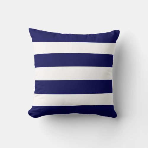 Classic Navy Blue  White Striped Throw Pillow