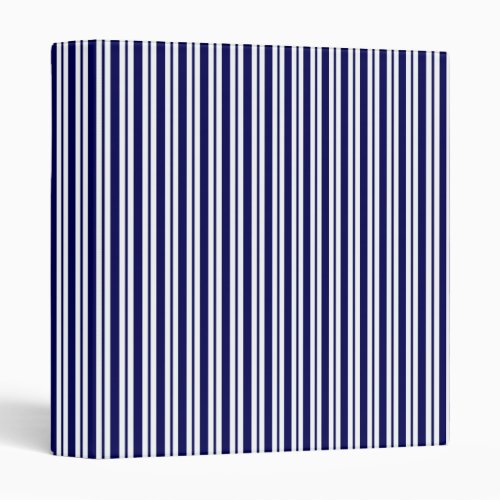 Classic Navy Blue White Uneven Stripe Pattern 2 3 Ring Binder