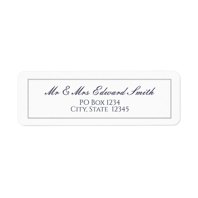 Classic Navy Blue with Border Return Address Label (Front)