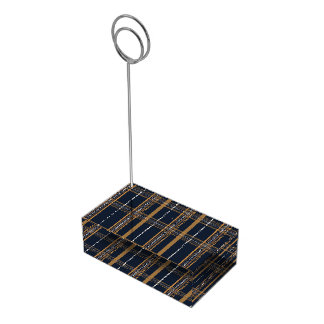 Classic Navy Camel Plaid Aesthetic Place Card Holder