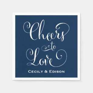 Classic Navy Cheers to Love Wedding Napkins